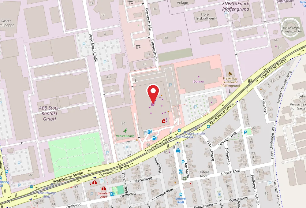 Kartenausschnitt mit Sita's Pizza & Bistro, Eppelheimer Straße 78 in Heidelberg